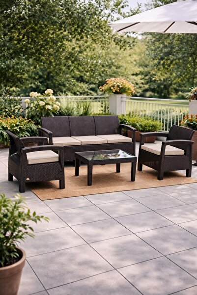 Alezy HK965 Amazon 5 Kişilik Bahçe Oturma Grubu + Sehpa