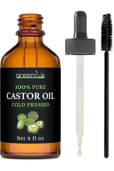 Greenive زيت الخروع لجميع أنواع الشعر، 118 مل، نقي 100% معصور على البارد