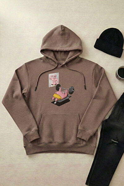 OXVİN Bench Press - Unisex Hooded Kangaroo Pocket 3 Thread Puff (Fleece Insid...