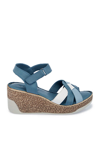 Tergan Mavi Hakiki Deri Kadın Sandalet - K25Y1SN67835-K67