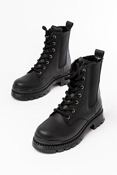 Zerenyus Exi̇n-2051-298 Premium Black Luna Flat Heeled Lace-Up Elastic Daily ...