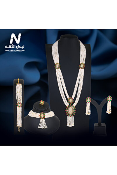 Nabd Althiqa Lulu Women's Zircon Plated Pearl Set