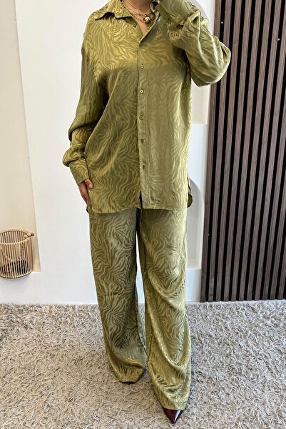 Mzr Collection Oval Cut Hem Jacquard Shirt - Khaki Khaki