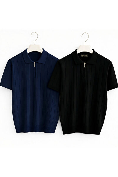 zs zaos fashion Set de 2 pulovere tricotate cu fermoar pentru bărbați, din bu...