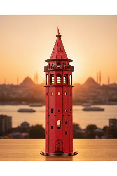 Markasız ucuz Ahşap Galata Kulesi Işıklı 65 cm