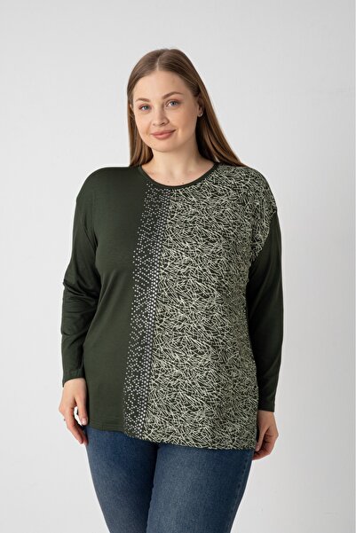 Orly More Viscose Fabric Mini Slit Plus Size Long Sleeve Combed Cotton Blouse