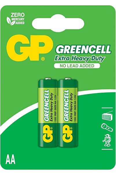 GP بطاريات جرينسيل شديدة التحمل من نوع AA (عبوة من قطعتين)