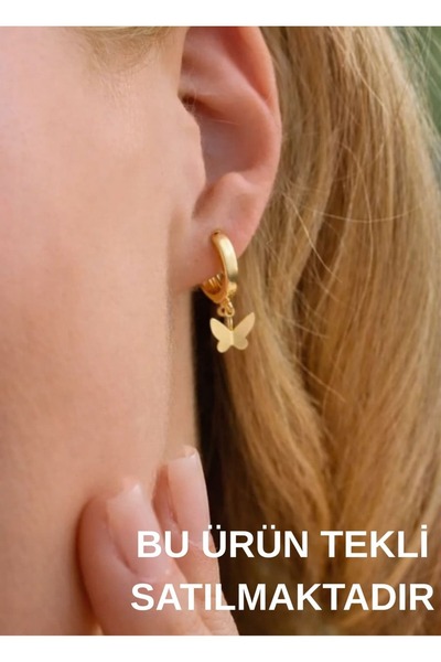 YCL JEWELLERY (TEKLİ) 8 Ayar Altın Halka Kelebek Küpe