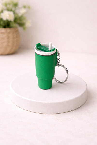 RENKLİ SOKAK Mini Thermos Green Color Keychain / Thermos Keychain with Straw ...