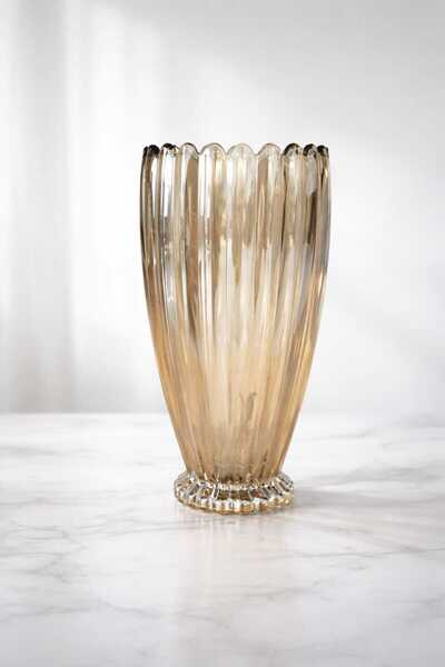 YONCA ART CONCEPT KRİSTAL BAL RENGİ ŞIK TASARIM VAZO (27 CM BOY 15 CM EN) HED...