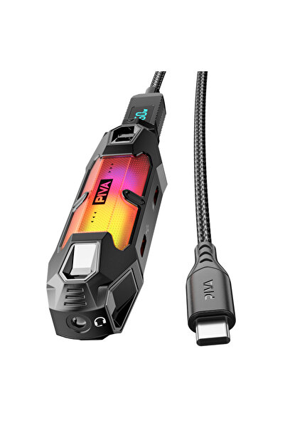 piva وصلة بيفا X41 تايب سي ‏4×1 للألعاب USB وصوت 3.5مم اضاءة RGB شحن 60 واط، ...