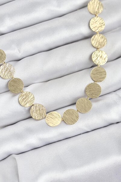 STİLLOVE Round Plate Model Gold Color Women's Necklace