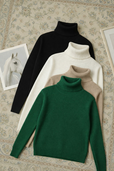 Trendy Mall 3-Piece High-Neck Sweater Seasonal Savior Piece Cotton Turtleneck...