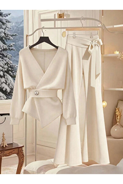 TESY Bluz Pantolon İkili Takım Bağlama Detaylı Rahat Kalıp