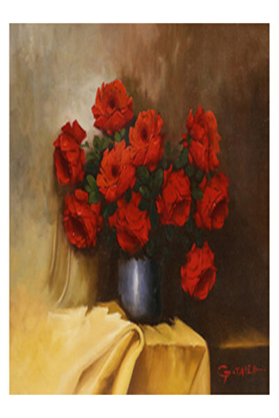 artist لوحة زيتية أصلية لورود حمراء