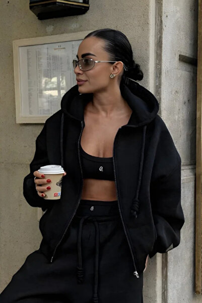 YAKAMEL Women's Hooded Basic Cardigan with Zipper for Daily Use