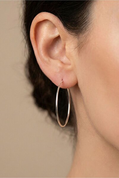 Osha Aksesuar Silver Color Hoop Earrings 1 mm Thickness