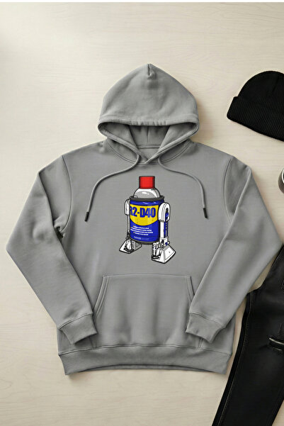 OXVİN R2D2 Wd 40 - Unisex Hooded Kangaroo Pocket 3 Thread Puff (with Fleece I...