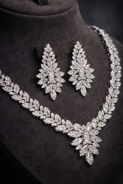 Otto Man Steel Jewelry Rodyum Kaplama Zirkon Su Yolu Deren Model Düğün Nişan ...