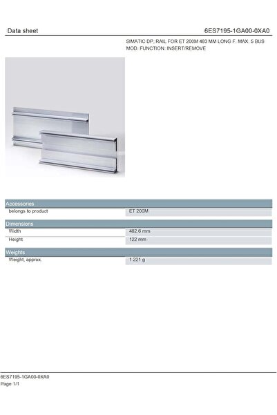 Siemens SIMATIC ET 200SP BaseUnit – Model 6ES7195-1GA00-0XA0