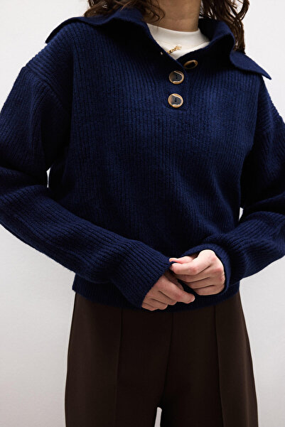 Touché Privé Devri̇k Collar Buttoned Tricot Sweater