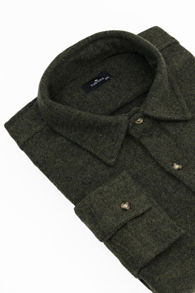 Tudors Men's big size large size lumberjack single pocket checkered khaki win...