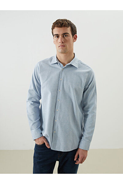 LC Waikiki Rmz Gi̇yi̇m Farkiyla Standard Fit Long Sleeve Dobby Men's Shirt