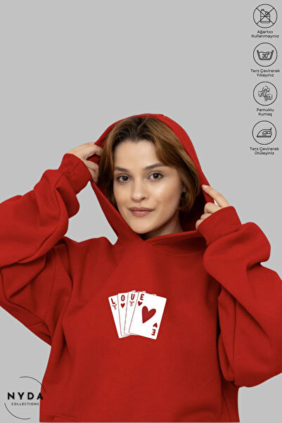 Nyda Collections Unisex Hoodie Long Sleeve Playing Card Printed Hooded Oversi...