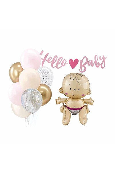 MP Mirific Party Set of 10 Decorations, Hello Baby, Pink