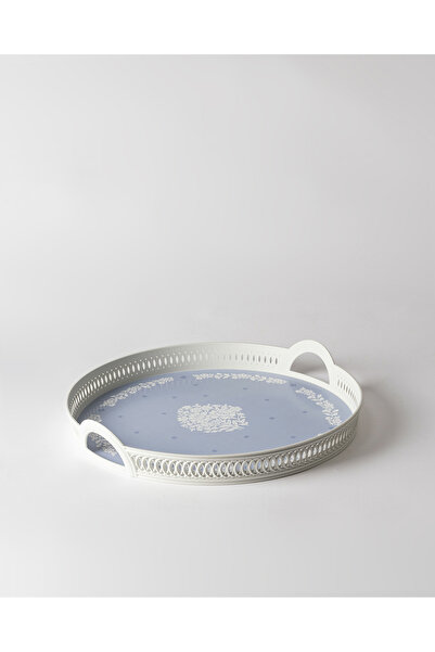 Madame Coco Karite Round Knitted Tray - Blue/White