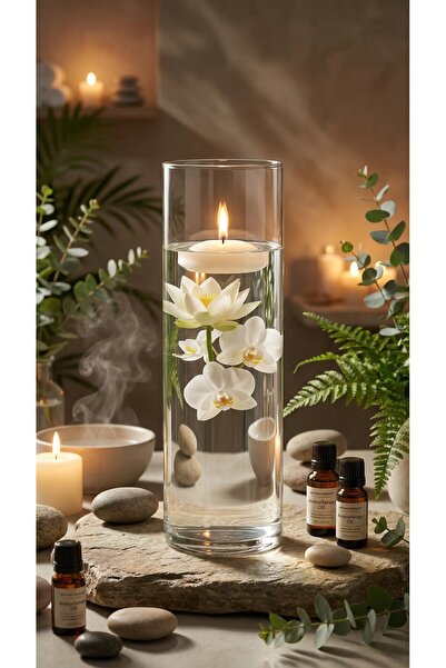 GLASSY 15x30 cm El İşçiliği Silindir Şeffaf Cam Vazo- Mumluk – Estetik ve Fon...