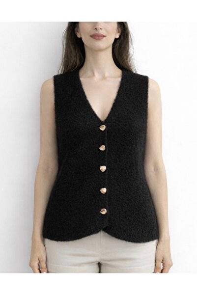 Hadiye Kılıç Butik Kadın Angora Karışımlı Yumuşak Dokulu Yünlü Yelek