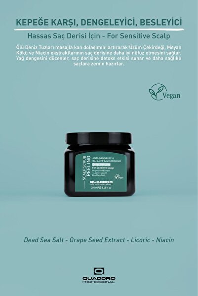 Quaddro Professional QUADDRO SCALP PEELING MASK 250ML, KEPEKLİ SAÇLAR İÇİN AR...