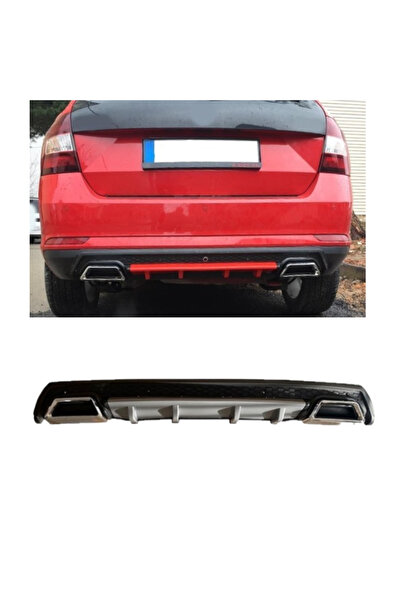 OTO H.İ.T. SKODA SCALA UYUMLU BODY KİT DİFÜZÖR 2 ÇIKIŞ KARE GRİ MODEL 3