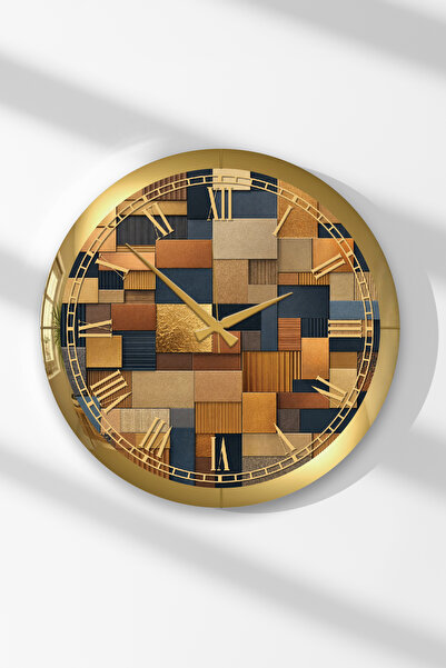 Zevahir Mobilya Dekorasyon Gold Framed Modern Mosaic Round Mdf Wall Clock