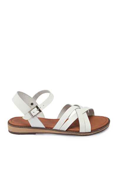 Tergan Beyaz Hakiki Deri Kadın Sandalet - K25Y1SN68068-A26