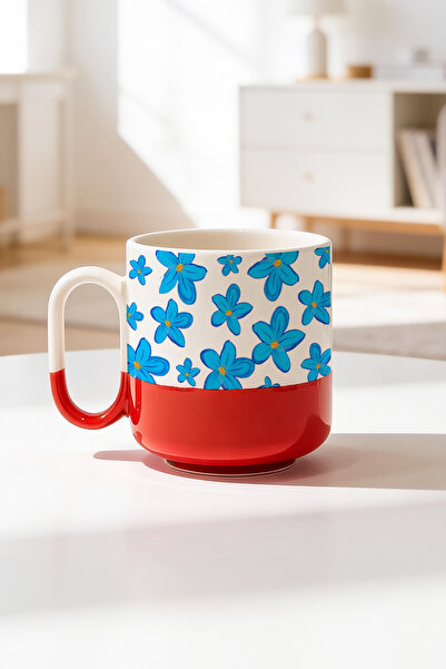 BB TRADE Blue Flower Design Ceramic Printed Pro Mug 330ml