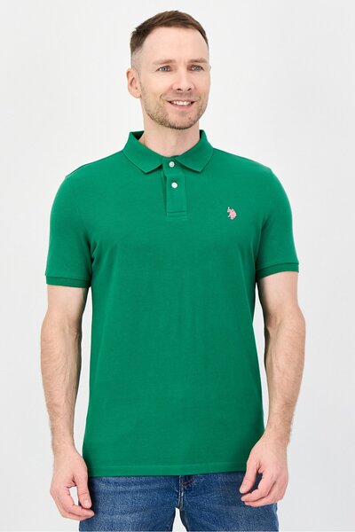 U.S. Polo Assn. Men Regular Fit Embroidered Logo Short Sleeve Polo Shirt, Green