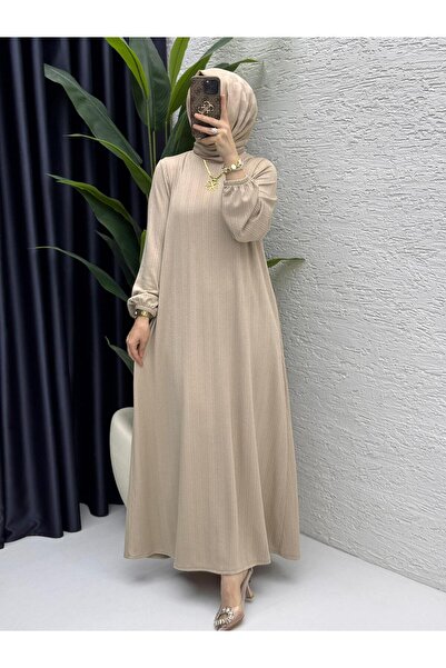 ZENA BY ÇETİN LEVENT Ribbed Knitted Fabric Long Women's Dress
