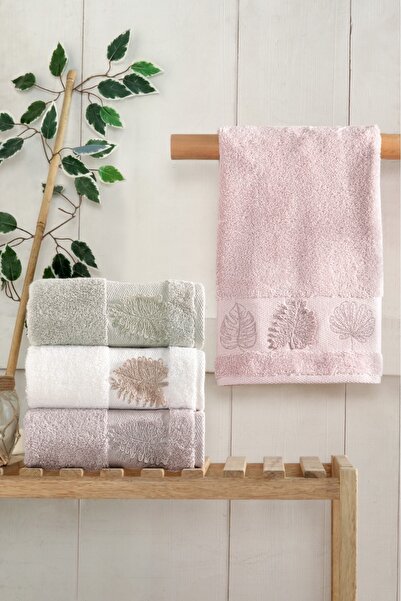 Fiesta Tekstil 50X90 Natural 3D Appliqued 4-Piece Towel Set