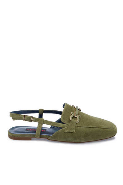 Tergan Yeşil Hakiki Süet Deri Kadın Loafer - K25Y1AY67913-O48