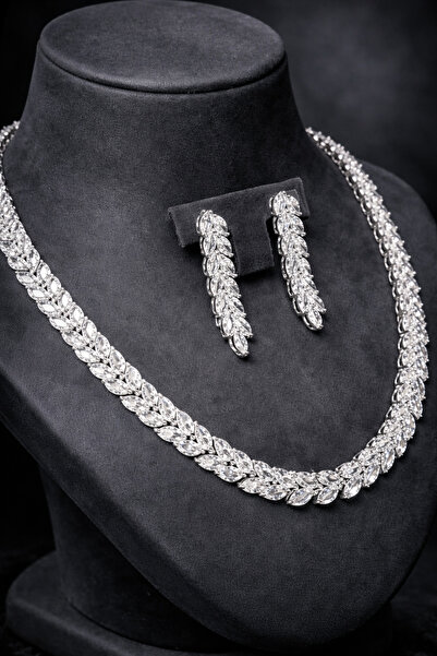 Otto Man Steel Jewelry Rodyum Kaplama Zirkon Su Yolu Belen Model Düğün Ve Niş...