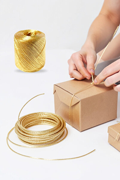 Bimotif 40 metre dekoratif simli altın monofil ip, paket ipi, bileklik ipi, m...