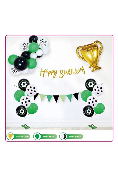 MP Mirific Party Set of 30 latex and metallic balloons, football, green & black
