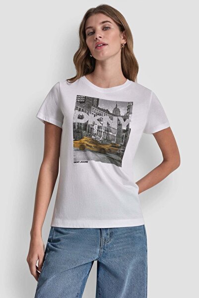 Dkny قمة سيارة أجرة مرصعة بأحجار الراين