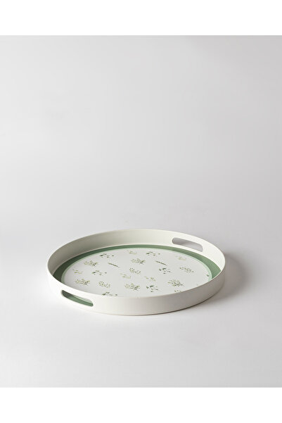 Madame Coco Delmare Round Tray - White/Green