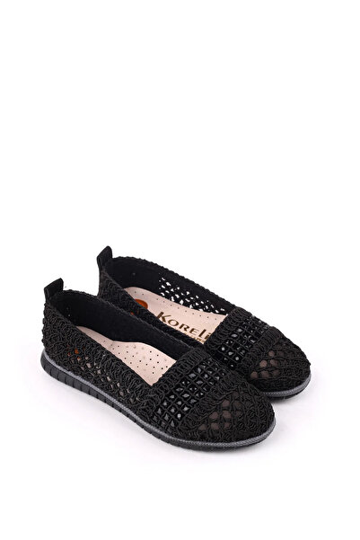 Walkenzo 4756 Women's Lace Knitted Daily Stone Ballerina Shoes