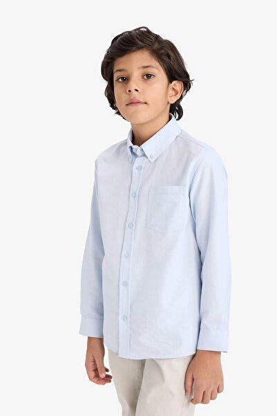 DeFacto Polo Yaka Oxford Uzun Kollu Basic Düz Gömlek Erkek Çocuk W3215A626SP