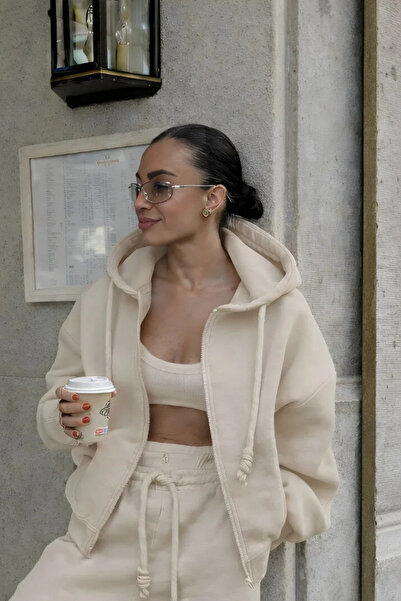 YAKAMEL Women's Hooded Basic Cardigan with Zipper for Daily Use