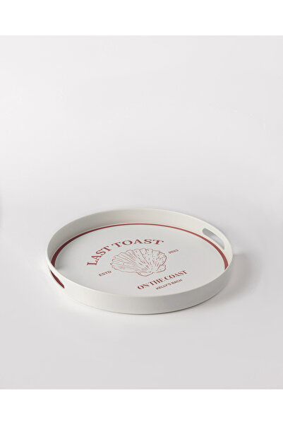 Madame Coco Last Toast Round Tray - White/Red